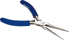 Aven - 5-3/4" OAL, 1-15/16" Jaw Length x 25/64" Jaw Width, Long Nose Needle Nose Pliers - Serrated Jaw, Standard Head, ESD Cushion Handles, with Spring - Industrial Tool & Supply