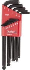 Eklind - 13 Piece L-Key Ball End Hex Key Set - Hex Range 0.05 to 3/8" - Industrial Tool & Supply