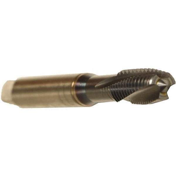 Emuge - 1/4-20 UNC 3 Flute 3BX Plug Spiral Flute Tap - Cobalt, TiCN Finish, 3.15" OAL, Left Hand Flute, Right Hand Thread, Series Rekord C - Industrial Tool & Supply