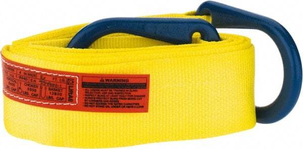 Lift-All - 16' Long x 4" Wide, 6,400 Lb Vertical Capacity, 1 Ply, Polyester Web Sling - 5,000 Lb Choker Capacity, Yellow - Industrial Tool & Supply