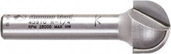 Amana Tool - 1/2" Cut Diam, 3/8" Length of Cut, 2 Flute Core Box Edge Profile Router Bit - Carbide-Tipped, 1/4" Shank Diam, 1-1/2" OAL, Uncoated - Industrial Tool & Supply
