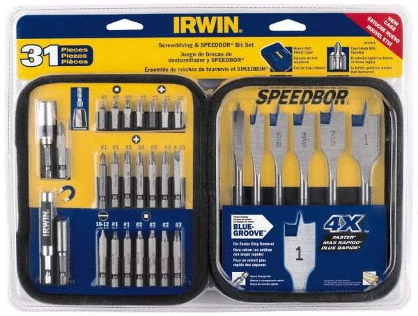 Irwin - 31 Piece, Bit Set - Phillips, Slotted, Square Point - Industrial Tool & Supply
