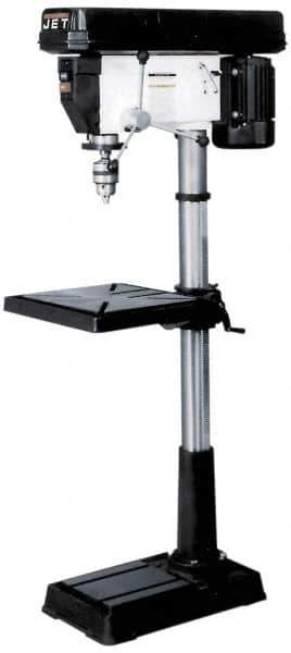 Jet - 20" Swing, Step Pulley Drill Press - 12 Speed, 1-1/2 hp, Single Phase - Industrial Tool & Supply