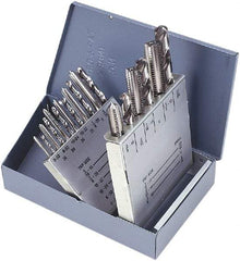 Chicago-Latrobe - F to U Drill, #4-40 to 1/2-13 Tap, Hand Tap and Drill Set - Bright Finish High Speed Steel Drills, Bright Finish High Speed Steel Taps, Plug Chamfer, 20 Piece Set, Includes Plastic case - Exact Industrial Supply