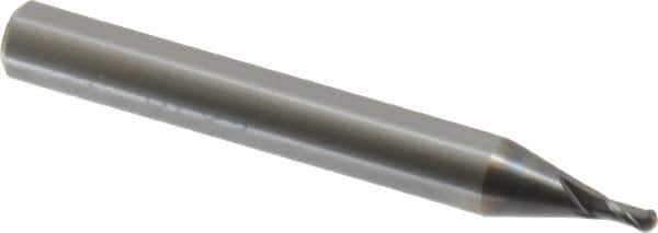 OSG - 2mm Diam, 3mm LOC, 2 Flute Solid Carbide Ball End Mill - TiAlN Finish, Single End, 50mm OAL, 6mm Shank Diam, Spiral Flute - Industrial Tool & Supply