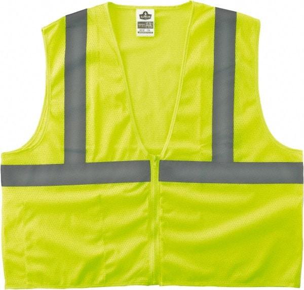 Ergodyne - Size S/M High Visibility Lime Mesh General Purpose Vest - 36 to 44" Chest, ANSI/ISEA 107, Zipper Closure, 1 Pocket, Polyester - Industrial Tool & Supply