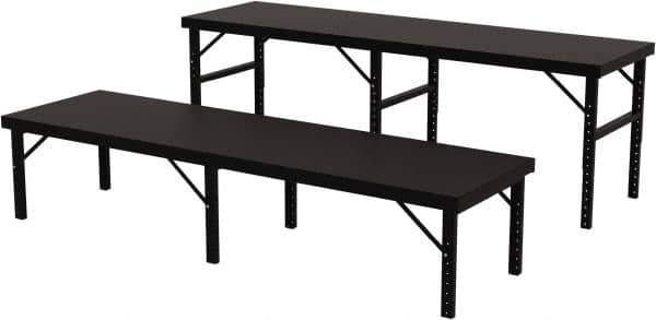 Valley Craft - 34 Wide x 120" Deep x 28" High, Steel Work Table - 14 Gauge Stainless Steel Top, Adjustable Height Legs, Gray - Industrial Tool & Supply