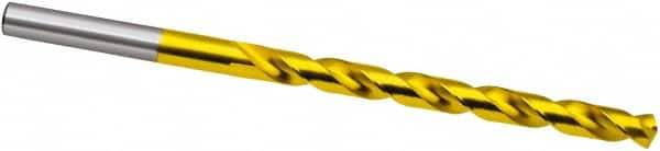 Taper Length Drill Bit: 0.2244″ Dia, 130 ° TiN Finish, RH Cut, Spiral Flute, Straight Shank, Series 669
