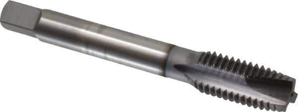 OSG - M12x1.75 Metric Coarse, 3 Flute, TiCN Finish, High Speed Steel Spiral Point Tap - Plug Chamfer, Right Hand Thread, 3-3/8" OAL, 1-21/32" Thread Length, 0.367" Shank Diam, 6H Class of Fit, Series 142 - Exact Industrial Supply