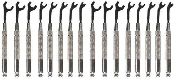Moody Tools - 16 Piece, 5/64" to 5/16" (2.5mm to 7mm), Open End Wrench Set - Inch/Metric Measurement Standard, Black Oxide Finish, Comes in Canvas Roll - Industrial Tool & Supply