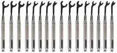 Moody Tools - 16 Piece, 5/64" to 5/16" (2.5mm to 7mm), Open End Wrench Set - Inch/Metric Measurement Standard, Black Oxide Finish, Comes in Canvas Roll - Industrial Tool & Supply