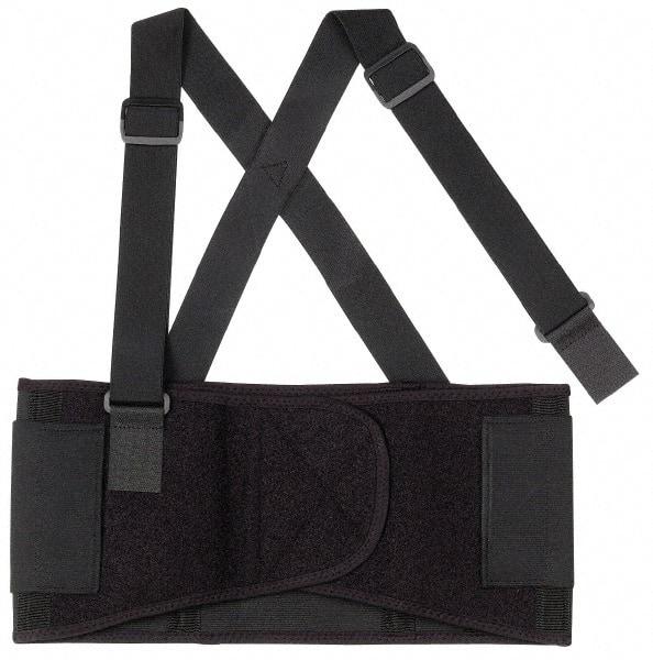 Ergodyne - Size XL, Elastic Belt with Adjustable Shoulder Straps - 38 to 42" Waist, 7-1/2" Wide, Detachable Strap, Black - Industrial Tool & Supply