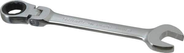 Blackhawk by Proto - 19mm 12 Point Flexhead Combination Wrench - 15° Head Angle, 8-1/2" OAL, Steel, Chrome Finish - Industrial Tool & Supply