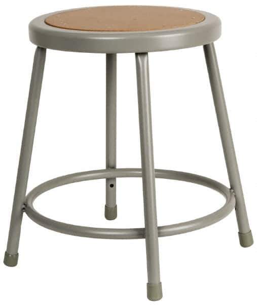 NPS - 18 Inch High, Stationary Fixed Height Stool - 14 Inch Deep x 14 Inch Wide, Hardboard Seat, Gray and Brown - Industrial Tool & Supply