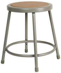 NPS - 18 Inch High, Stationary Fixed Height Stool - 14 Inch Deep x 14 Inch Wide, Hardboard Seat, Gray and Brown - Industrial Tool & Supply