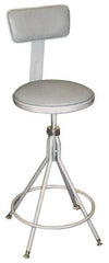 NPS - 16.8" Wide x 16.8" Deep x 24 to 28" High, Fixed Base, Adjustable Height Swivel Stool - Vinyl Seat, Gray - Industrial Tool & Supply