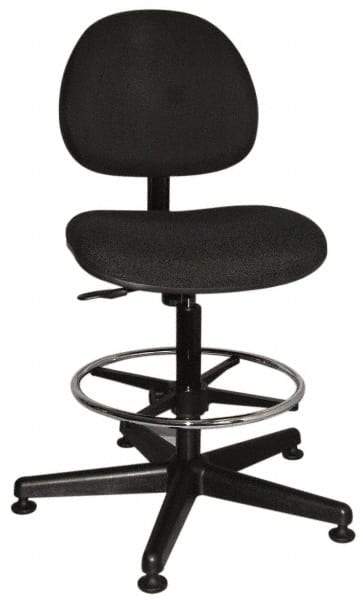 Bevco - Swivel Stool - 18" Wide x 18" Deep, Woven Fabric Seat, Black - Industrial Tool & Supply