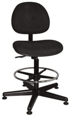 Bevco - Swivel Stool - 18" Wide x 18" Deep, Woven Fabric Seat, Black - Industrial Tool & Supply