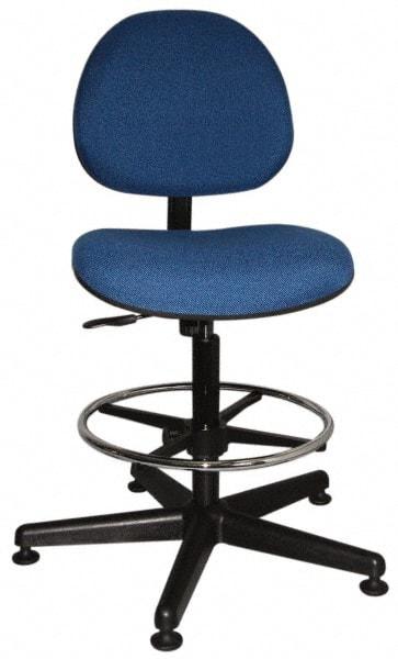 Bevco - Swivel Stool - 18" Wide x 18" Deep, Woven Fabric Seat, Blue - Industrial Tool & Supply