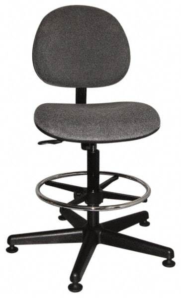 Bevco - Swivel Stool - 18" Wide x 18" Deep, Woven Fabric Seat, Gray - Industrial Tool & Supply