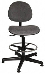 Bevco - Swivel Stool - 18" Wide x 18" Deep, Woven Fabric Seat, Gray - Industrial Tool & Supply