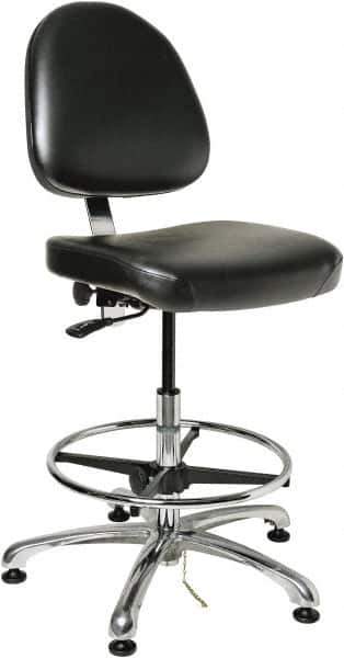 Bevco - ESD Swivel Stool with Back Rest - 20" Wide x 18" Deep, Vinyl Seat, Black - Industrial Tool & Supply