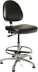 Bevco - ESD Swivel Stool with Back Rest - 20" Wide x 18" Deep, Vinyl Seat, Black - Industrial Tool & Supply