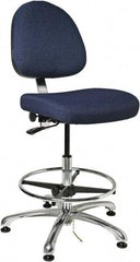 Bevco - ESD Swivel Stool with Back Rest - 20" Wide x 18" Deep, Fabric Mesh Seat, Navy - Industrial Tool & Supply