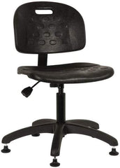 Made in USA - Adjustable Chair - 19-1/4" Wide x 17-1/4" Deep, Polyurethane Seat, Black - Industrial Tool & Supply
