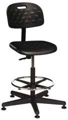 Made in USA - 22 to 32" High Swivel Stool - 18" Wide x 17-1/4" Deep, Polyurethane Seat, Black - Industrial Tool & Supply
