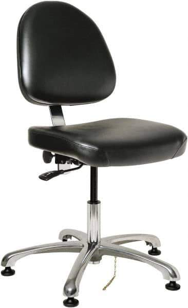 Bevco - ESD Swivel Chair - 20" Wide x 18" Deep, Vinyl Seat, Black - Industrial Tool & Supply
