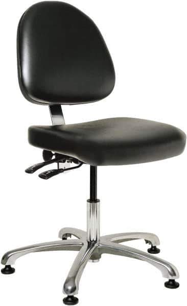 Bevco - Pneumatic Height Adjustable Chair - 20" Wide x 18" Deep, Vinyl Seat, Black - Industrial Tool & Supply