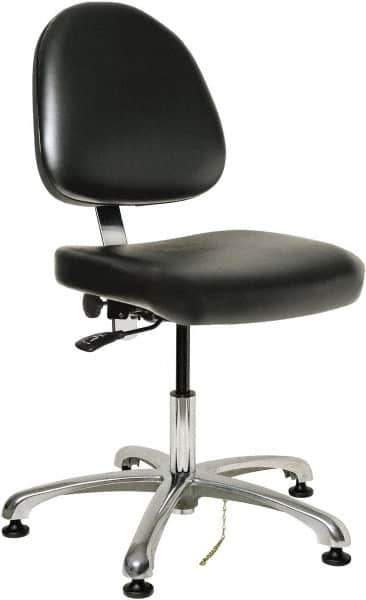 Bevco - Adjustable Chair - 20" Wide x 18" Deep, Vinyl Seat, Black - Industrial Tool & Supply