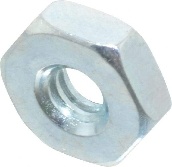 Value Collection - #6-32 UNC Steel Right Hand Hex Nut - 5/16" Across Flats, 7/64" High, Zinc-Plated Finish - Industrial Tool & Supply