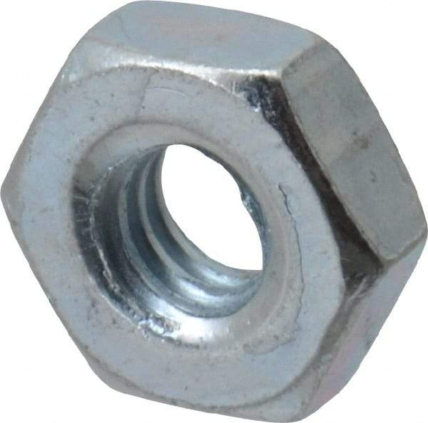 Value Collection - #8-32 UNC Steel Right Hand Hex Nut - 11/32" Across Flats, 1/8" High, Zinc-Plated Finish - Industrial Tool & Supply