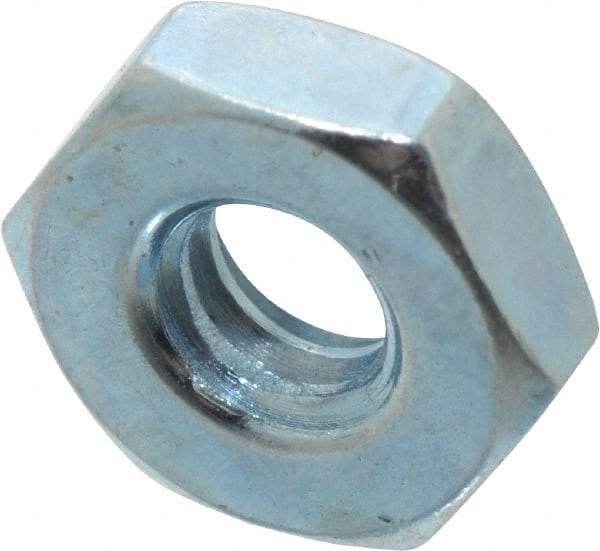Value Collection - #10-24 UNC Steel Right Hand Hex Nut - 3/8" Across Flats, 1/8" High, Zinc-Plated Finish - Industrial Tool & Supply