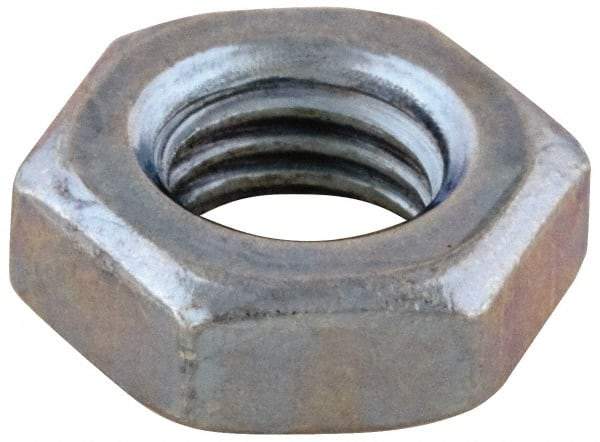 Value Collection - #12-24 UNC Steel Right Hand Machine Screw Hex Nut - 7/16" Across Flats, 5/32" High, Zinc-Plated Finish - Industrial Tool & Supply