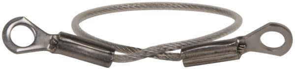 Made in USA - 6" Long, Stainless Steel Cable Eye & Eye End, Quick Release Pin Lanyard - 3/64" Cable Diam, 3/16" Hole Diam, Nylon Cable - Industrial Tool & Supply
