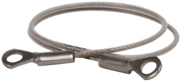 Made in USA - 12" Long, Stainless Steel Cable Eye & Eye End, Quick Release Pin Lanyard - 3/64" Cable Diam, 3/16" Hole Diam, Nylon Cable - Industrial Tool & Supply