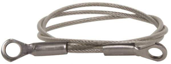 Made in USA - 18" Long, Stainless Steel Cable Eye & Eye End, Quick Release Pin Lanyard - 3/64" Cable Diam, 3/16" Hole Diam, Nylon Cable - Industrial Tool & Supply