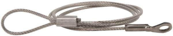 Made in USA - 18" Long, Stainless Steel Cable Loop & Eye End, Quick Release Pin Lanyard - 3/64" Cable Diam, 3/16" Hole Diam, Nylon Cable - Industrial Tool & Supply