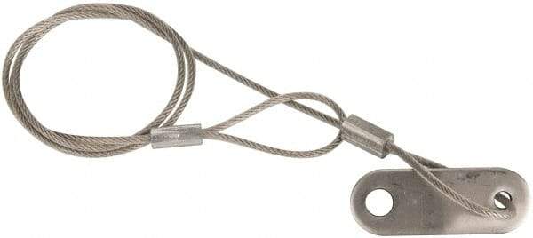 Made in USA - 18" Long, Stainless Steel Cable Loop & Tab with Hole End, Quick Release Pin Lanyard - 3/64" Cable Diam, 13/64" Hole Diam, Nylon Cable - Industrial Tool & Supply