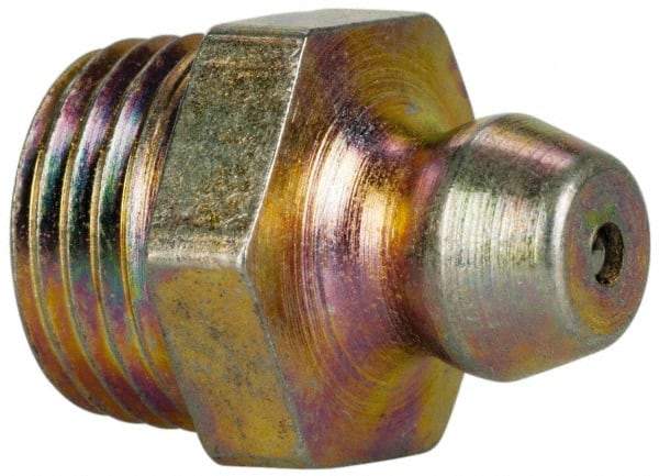 Value Collection - Straight Head Angle, 1/8 NPT Steel Thread-Forming Grease Fitting - 11.11mm Hex - Industrial Tool & Supply