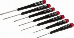 Wiha - 7 Piece Phillips & Slotted Screwdriver Set - Round Shank, Ergonomic Handle, Bit Sizes: Philips #00 to #1 - Industrial Tool & Supply
