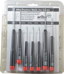 Wiha - 7 Piece, 0.71 to 3mm Precision Hex Driver Set - Comes in Display Box - Industrial Tool & Supply