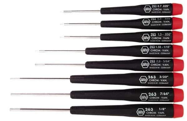 Wiha - 8 Piece Hex Key Set - Hex Range 0.028 to 1/8" - Industrial Tool & Supply