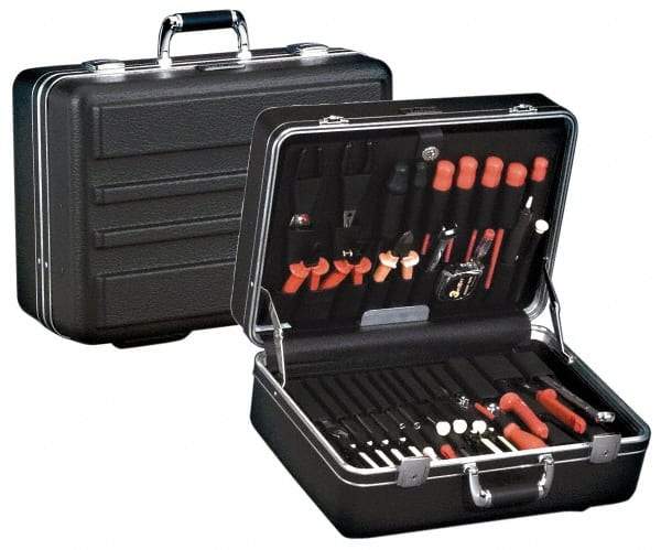 Platt - 14" Wide x 7" High, Clamshell Hard Case - Black, Polyethylene - Industrial Tool & Supply