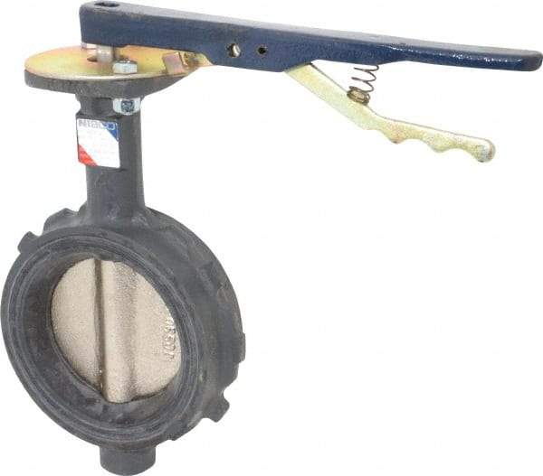 NIBCO - 4" Pipe, Wafer Butterfly Valve - Lever Handle, Ductile Iron Body, Buna-N Seat, 250 WOG, Ductile Iron Disc, Stainless Steel Stem - Industrial Tool & Supply