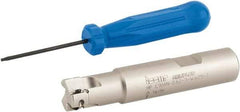 Iscar - 5/8" Cut Diam, 0.303" Max Depth of Cut, 5/8" Shank Diam, 3-1/4" OAL, Indexable Square Shoulder End Mill - HP AN.. 0702.. Inserts, Weldon Shank, 90° Lead Angle, Series Heliplus - Industrial Tool & Supply