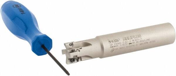 Iscar - 5/8" Cut Diam, 0.303" Max Depth of Cut, 5/8" Shank Diam, 3-1/4" OAL, Indexable Square Shoulder End Mill - HP AN.. 0702.. Inserts, Weldon Shank, 90° Lead Angle, Series Heliplus - Industrial Tool & Supply